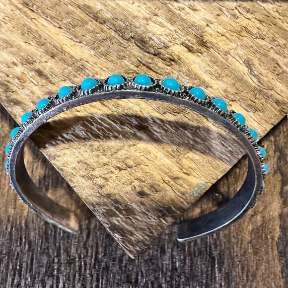 Southwestern Boho Vintage Turquoise Cowgirl Open Bangle with Gift Box - Picture 7 of 10